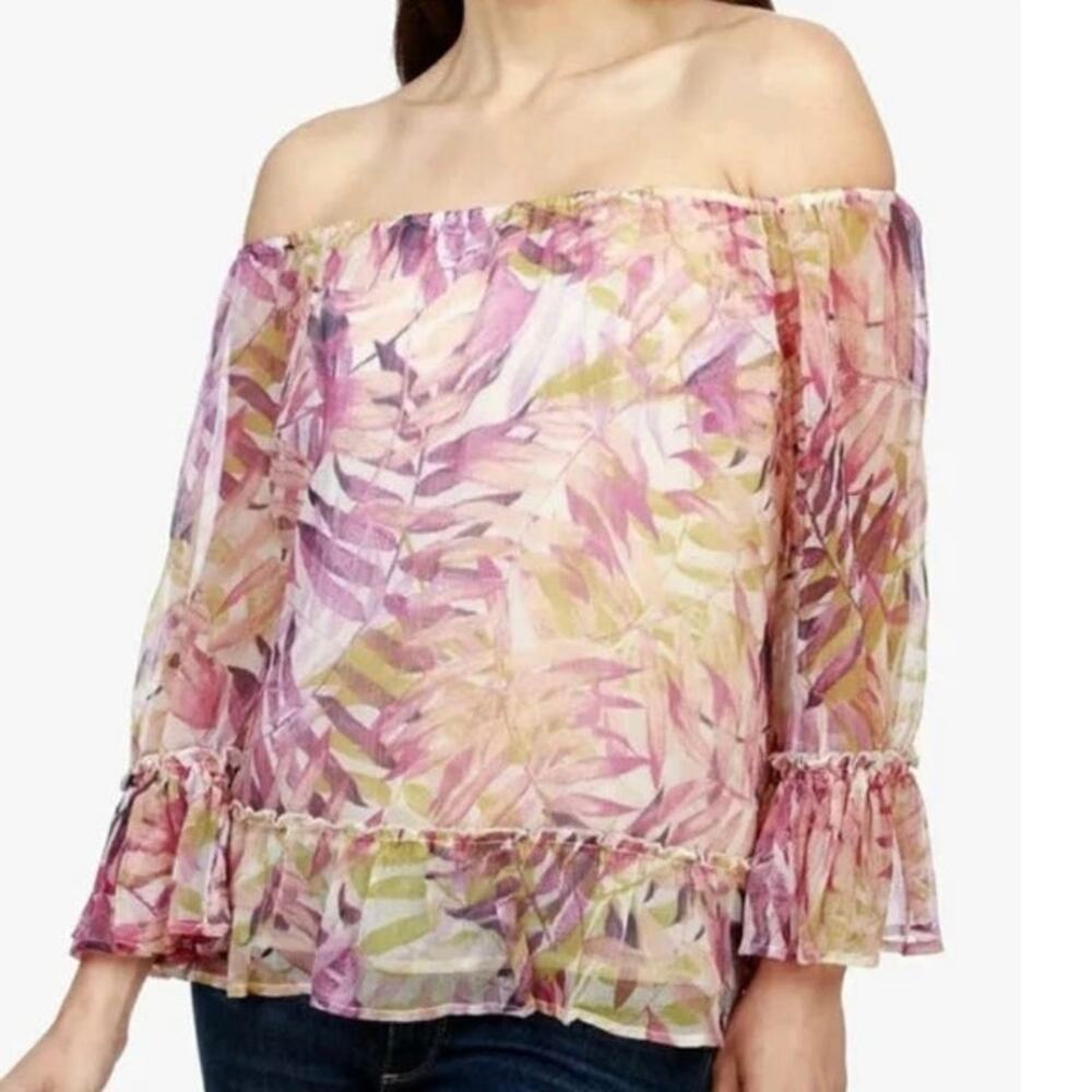Lucky Brand tropical floral peasant top